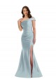 Azul cielo claro Sirena Un Hombre Satén sedoso Largo Formales Vestidos de dama de honor / Vestidos de fiesta
