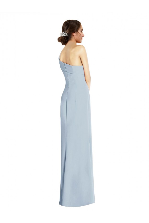Azul cielo claro Trompeta Hombros Descubiertos Crepé Elástico Largo Formales Vestidos de dama de honor / Vestidos de fiesta