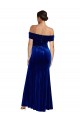 Azul real Sirena Hombros Descubiertos Terciopelo Elástico Largo Formales Vestidos de dama de honor / Vestidos de fiesta