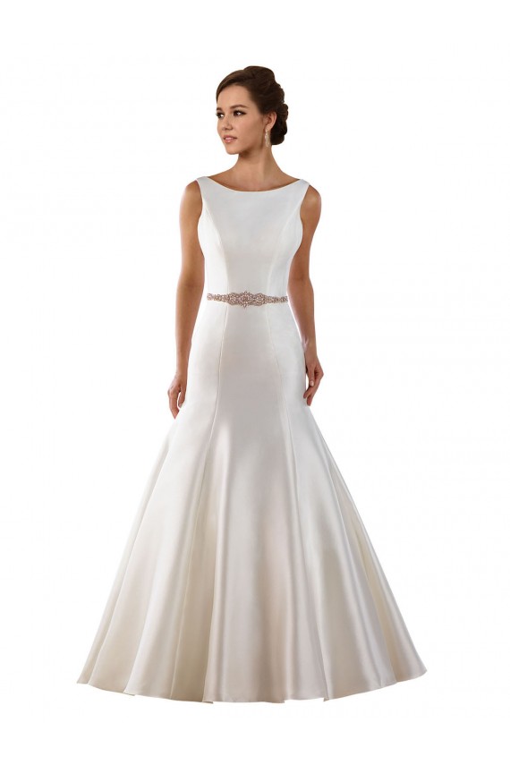 Marfil Sirena Barco Cola capilla Satén Vestidos de novia