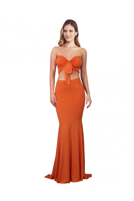 Naranja Sirena Sin tirantes Spandex Largo Formales Vestidos de dama de honor / Vestidos de fiesta