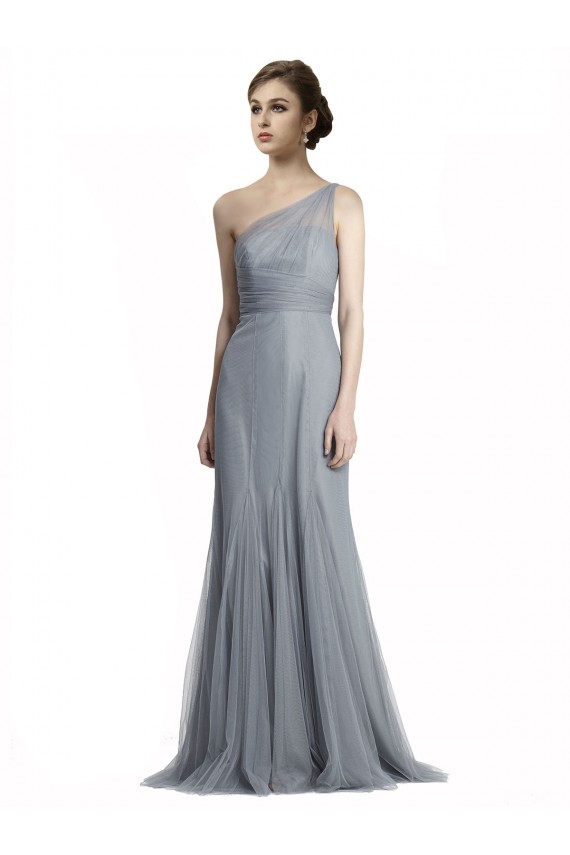 Pizarra gris Sirena Un Hombre Tul Largo Vestidos de dama de honor