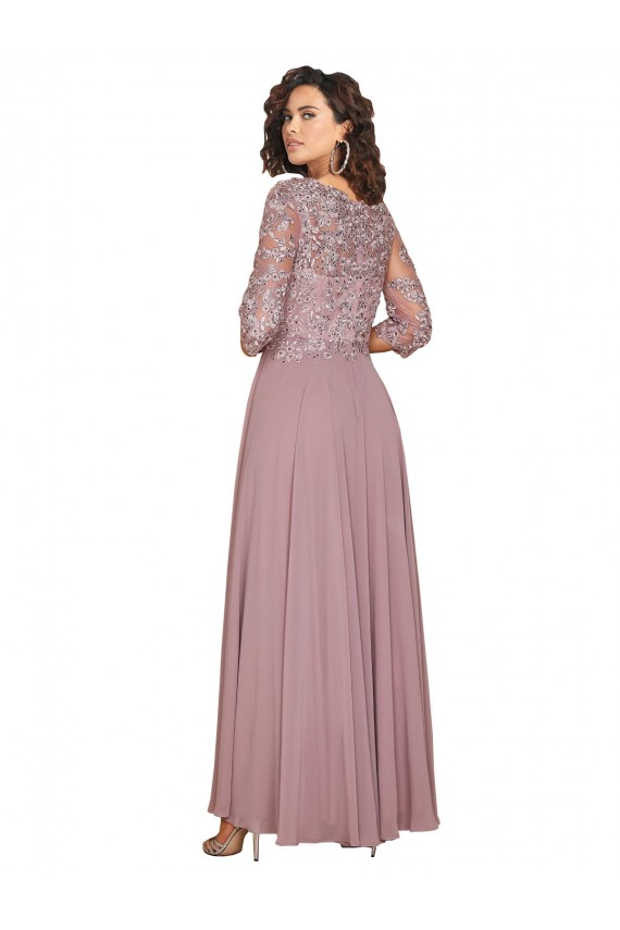 línea A Cuello en V Gasa Largo Vestidos de dama de honor / Vestidos de fiesta